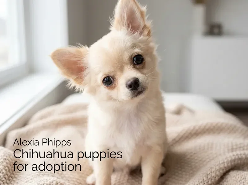Cream long-haired Chihuahua puppy looking adorable